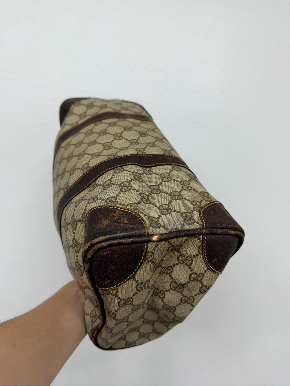 Vintage Gucci GG Monogram Boston Bag Brown Canvas & Leather - Picture 11 of 13